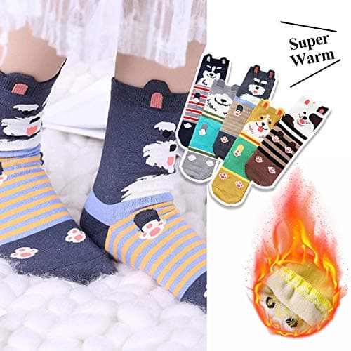 Women's Cotton Animal Dog Print Socks - 5 Pairs Thick Warm Thermal Winter Socks With Funny Cute Design - Multipack Gifts for Women and Girls — view 5