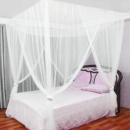 AKORD White Mosquito Canopy Polyester Insect Protection Box Net Travel Double Bed Rectangular, with Slits, 220x200x210cm — view 2