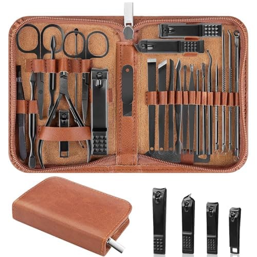 26Pcs Manicure Set Pedicure Kit for Men Women Grooming, Brown