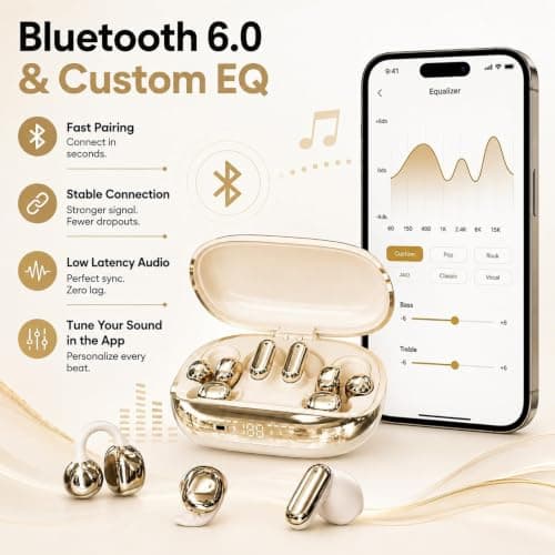 KIEYIQE 6-in-1 Smart Wireless Earbuds & Mini Sleep Headphones (Black) — view 4
