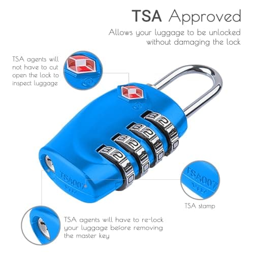 CFMOUR Suitcase Locks, TSA Approved Luggage Locks, 4-dial, Blue, 2 Pcs — view 3