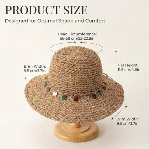 Higijapuf Sun Hats For Women UK, Straw Hat Foldable Summer Cap With UPF 50 Protection, Ladies Sunhat Wide Brim, Beach Headwear With Chin Strap, Packable For Holiday Travel — view 2