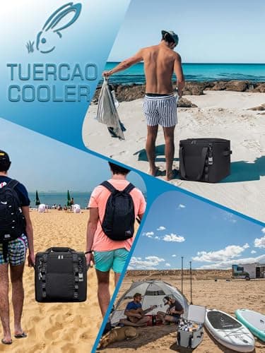 Insulated Soft Cooler Bag 12"x12"x12" Large Leakproof Soft Sided Ice Chest for Travel Beach Camping, 50 Cans Portable Cooler Box for Grocery Shopping, Road Trips, Black — view 6