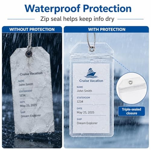 YANJINGSHE Luggage Tags, 8 Pack Cruise Tag Holders, Waterproof Steel Loops — view 4