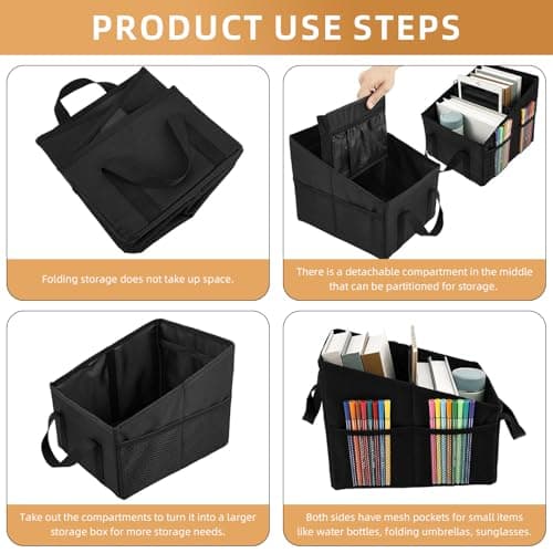 DHSWNNG Car Organiser, Boot Storage Organiser 31x25x25cm Foldable Multi-Compartment Car Caddy Organisers With Handle Cars Seat Organisers Backseat Storage Box — view 3