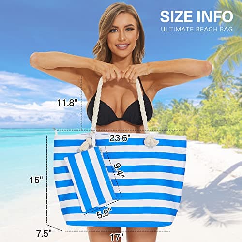 KALIDI Extra Large Beach Bag for Women with Small Bag — view 2