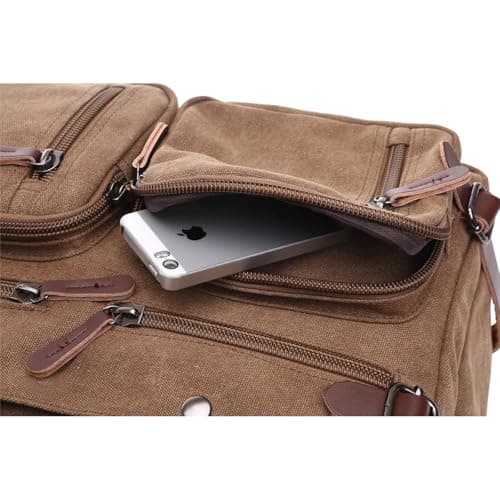 WTiger Canvas Laptop Briefcase Convertible Backpack Messenger Shoulder bag Handbag Multi-functional Travel Rucksack Fits 17.3 Inch Laptop for Men Women — view 6