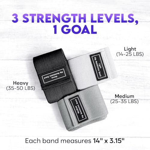 Wide Fabric Resistance Bands for Working Out - 3 Strength Level Non-Slip Exercise Booty Bands for Women & Men - Comes with a Bag and Tape Measure - For Gym, Yoga, Pilates — view 2