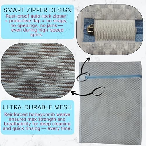 Mesh Laundry Bags for Delicates – 3-Pack (12″×16″) with Color-Coded Zippers – Honeycomb Mesh, Locking Zipper, Washer & Dryer Safe for Bras, Socks, Travel Clothes — view 4