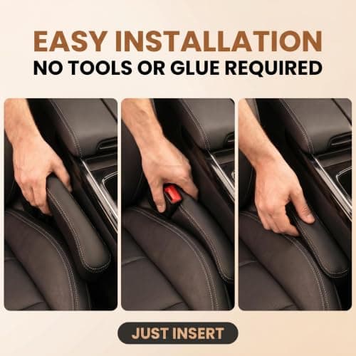 SINJAETRQ Car Seat Gap Filler, Car Seat Crevice Filler & Drop Stop, 2 Pack PU Leather Auto Organizer Insert, Flexible Universal Side Pocket Blocker for Centre Console & Door, Black (18.9" x 2.36" / 4 — view 6