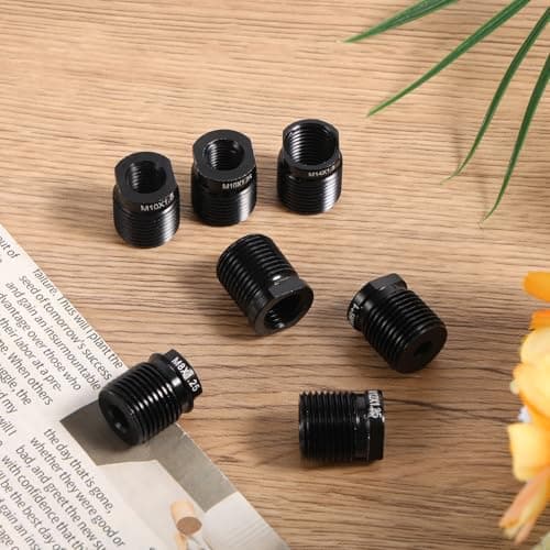 Goktvai 7pcs Gear Shift Knob Adapter Kit, Universal Aluminum Alloy Gear Shift Knob Thread Adapter Fit M8/M10/M12/M14/M6 for Stick Car Truck SUV Manual Transmission Accessories — view 3