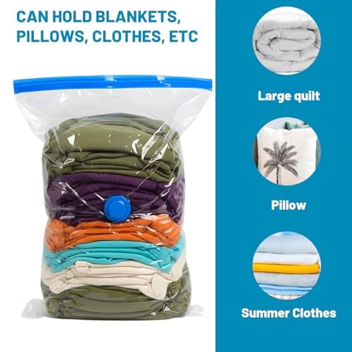 8 Pack Vacuum Storage Bags 60 x 40 cm, Small Space Saver Compression Bags with Airtight Valve, Reusable Vacuum Seal Bags for Clothes, Ideal for Travel & Home Wardrobe Storage — view 5