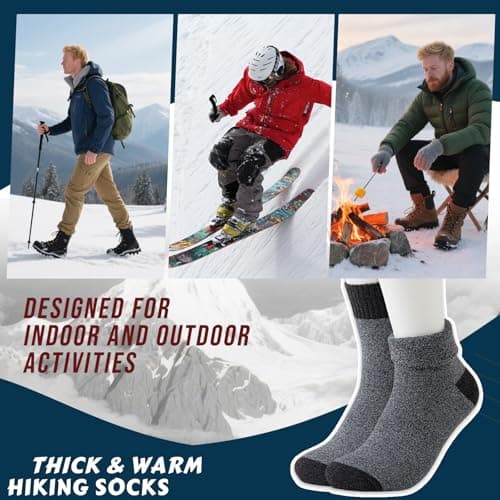 Hocerlu Thermal Socks for Men, 5 Pairs Thick Cushioned Winter Warm Boot Socks for Walking Hiking Trekking Outdoor Activities Everyday Wear, UK 6-11. — view 6