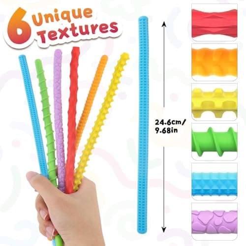 ddLUCK Fidget Toys for Kids Adults, 6 Pack Sensory Sticks with ADHD Autism — view 4