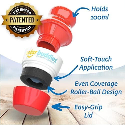 Solar Buddies Sunscreen Applicator - Single Red - Refillable Roll on Sponge Sunscreen, Suncream & Lotion Applicator For Kids, Adults & Families - Holds 3.4fl oz, Perfect Size for Travel — view 2