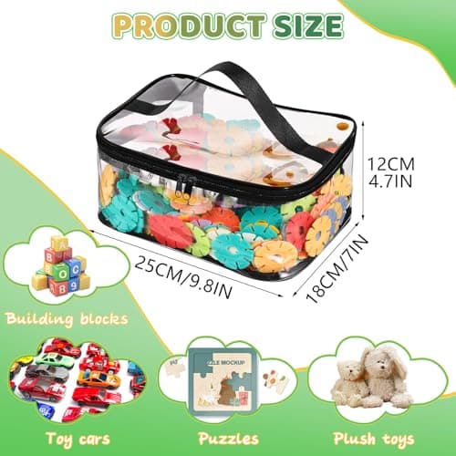 6 Pack Clear Toy Storage Bags, PVC Waterproof Toy Organizer, Black — view 2