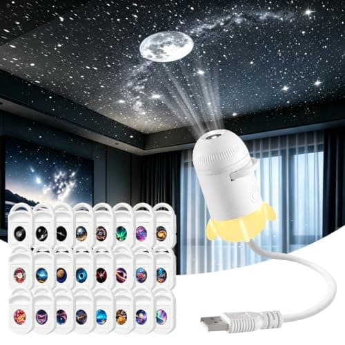 KQWVZ Galaxy Projector Night Light, 5D Holographic Night Light Projector with 24 Films, 360 Mini Ocean Galaxy Dream Projector, Plug and Play HD Star Projector for Bedroom, Indoor Decor