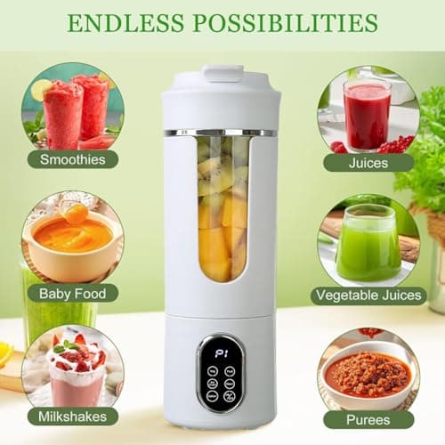 Upgraded Portable Blender, Powerful Extractor Blade, 530ml Cup, Rechargeable USB-C Charging Cable & User Guide, Powerful Cordless Mini Blender for Milkshakes, Smoothies, Purees, Flavored Sauces — view 4