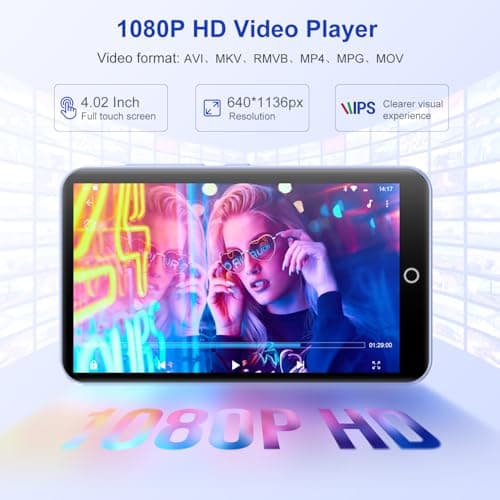 80GB MP3 Player with Bluetooth and WiFi, Portable Music Players with Camera, Android MP3 Player with Spotify Amazon Music Deezer Audible, 4.02 Inch Touch Screen HiFi Music Player for Kids with Speaker — view 5