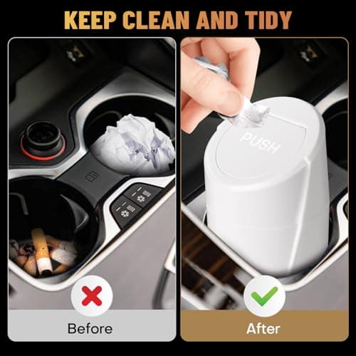SGLRT Car Trash Can Bin with Lid - Car Garbage Can Cup Holder - White Mini Leakproof Vehicle Trash Garbage Can Bin with 20pcs Trash Bags-Car Organizers and Storage for Front Back Seat Accessories — view 2