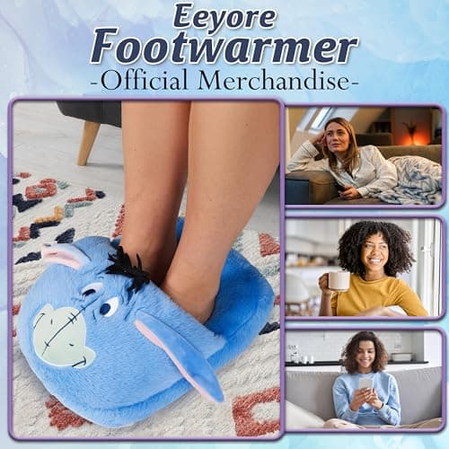 Disney Eeyore Foot Warmer Women Teens UK 2-13.5, Non Electric Fleece Foot Muff Adults, Heated Slipper, Non Slip, Arthritis Muscle Pain (Blue Eeyore) — view 2