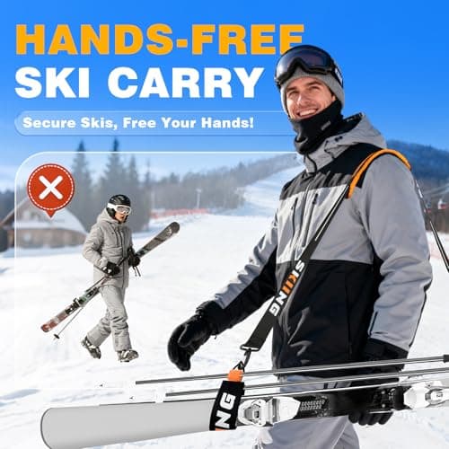 JaunniQir Ski Carrier Strap with Padded Shoulder 1Pcs Ski & Pole Carrier — view 2