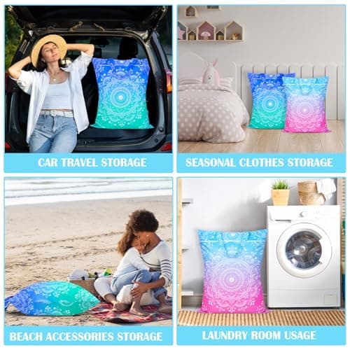 2 Pcs Large Travel Laundry Bags - Waterproof with Handle, Washable Dirty Clothes Bags for Travel, Wet & Dry Bag, Bathing Suit, Workout, Gym Clothes, Swimming Pool, College Dorm — view 5
