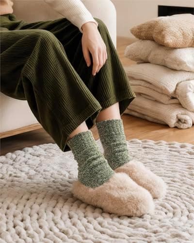 Jeasona 5 Pairs Thermal Socks for Women Size 6-8 Wool Warm Socks Thick Socks for Women Winter Thermal Christmas Stocking Stuffer for Mum Grandma — view 6