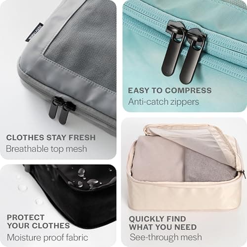 Aerotrunk Compression Packing Cubes for Travel, 6-Pack, Olive — view 6