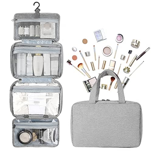 Hanging Travel Toiletry Bag for Women Men Large Wash Bag Waterproof Travel Make up Bag Organiser Foldable Compact Toiletries Bag Portable Cosmetic Bag Travelling Essentials for Business Trip Vacation