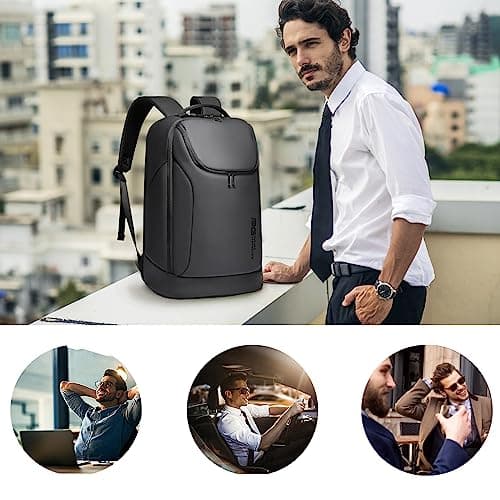 BANGE Business Smart Waterproof Backpack Fit 15.6 Inch Laptop, Travel Durable Suitable For Overnight And Daily Use, Black (No Usb) — view 6