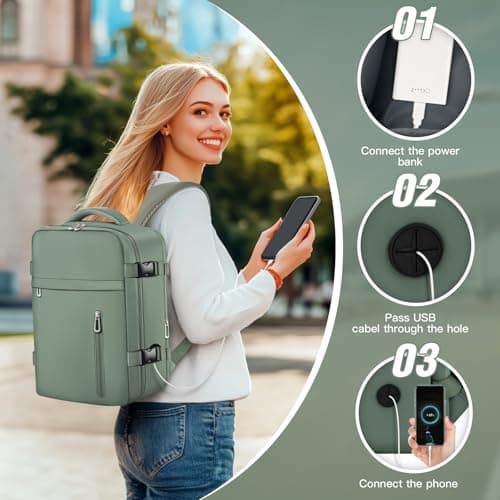 OTAHGK Cabin Bags 40×30×20 for Ryanair Underseat Carry-ons Travel Backpack Hand Luggage Bag Cabin Size 24L Flight Rucksack Casual Daypack School Office Backpack Fit 14 Inch Laptop-Green — view 6
