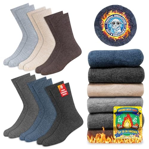 SOXCO Thermal Socks for Men & Women - Winter Heat Socks, Pack of 6 Pairs, 6-8