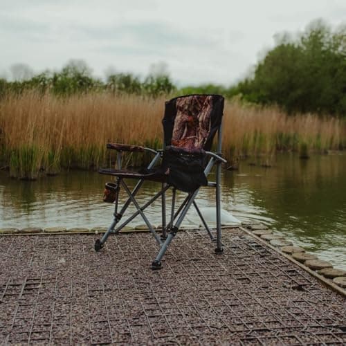 TCTNT Deluxe Folding Camping Chair, 600D Oxford Fabric, with Cup Holder, Side Storage Bag, Supports up to 150kg (Camo/Black) — view 3