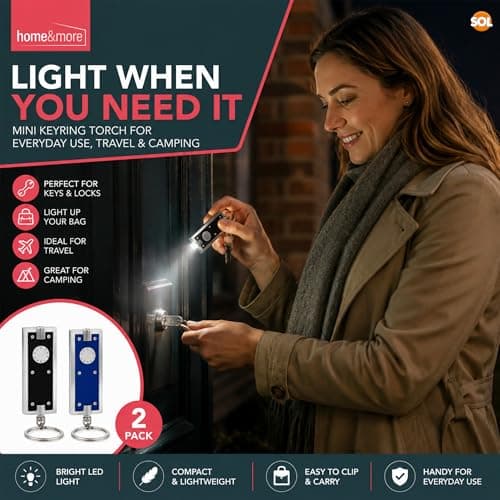 SOL 2pk Mini Keyring Torch - Small Bright Torch Keyring LED Keychain Light — view 3