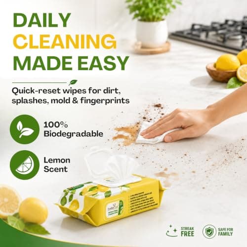 Antibacterial Wipes 04 Pack Lemon Scent - Multi Surface Cleaning Wipes — view 4