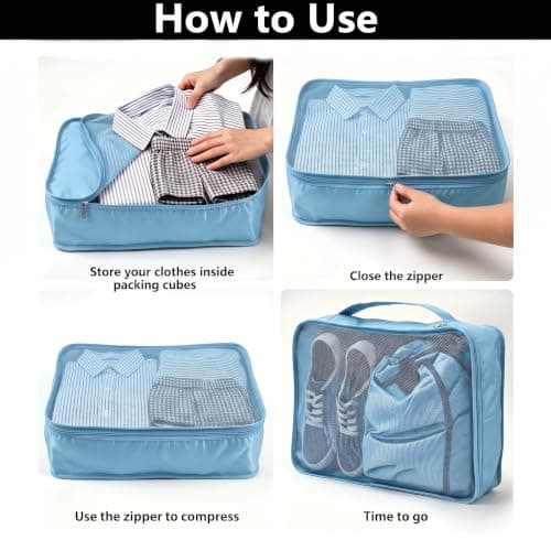 6 PCS Large Packing Cubes, Lightweight Luggage Packing Organizers Cubes — view 5