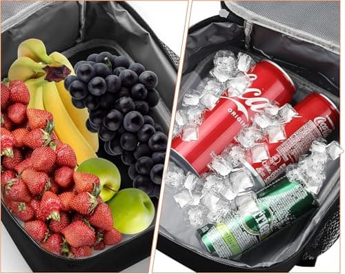 zukent Portable Insulated Lunch Bag with Side Mesh Pocket Water-Resistant Leakproof Cooler Bag Durable Thermal Lunch Box for Work, School, Picnic, Outdoor for Adults, Kids, Men, Women (Black) — view 4