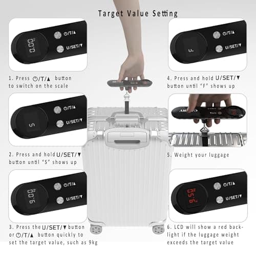 CAMRY Digital Luggage Scale Portable 50Kg Capacity Backlit LCD Overload Alert & Target Weight Battery Included, Black — view 4