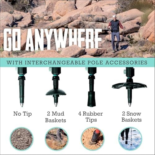 Hiking Trekking Poles, 2 Pack Lightweight, Collapsible Walking Poles for Snowshoe & Backpacking Gear, Walking Sticks for Hiking, 7075 Aluminum with Cork Grip — view 4