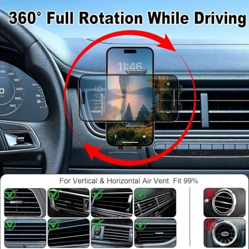 Klyk Car Air Vent Phone Holder 360° Phone Mount for iPhone 4.7''-7.2'' — view 2