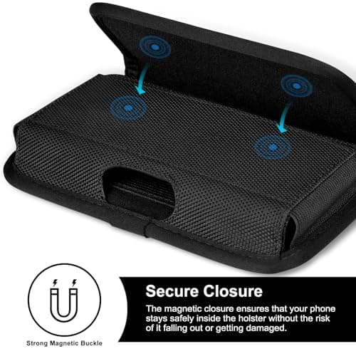 ykooe Horizontal Nylon Phone Holster for iPhone Pro Max 17/16/15/14/13/12/11/ Belt Clip Pouch for Samsung Galaxy Ultra S26/S25/S24/S23/S22/S21,Moto Smartphone (XL) — view 3