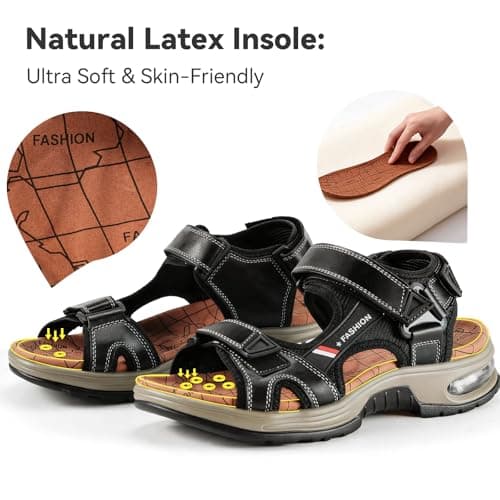 LIZH Arch Support Mens Sandals - Air Cushion, Natural Latex Walking Sandals for Man, Adjustable Hook & Loop Straps Beach Shoes, Non-Slip Footbed Slippers for Outdoor Casual Hiking Daily Wear — view 4