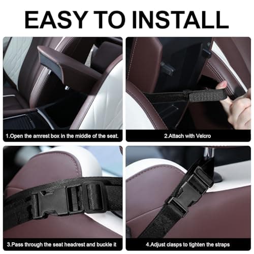 NganSuRong Car Handbag Holder Between Seats, PU Leather Purse Holder for Van, Multi-Pocket Large Capacity Auto Front Seat Organizer, Barrier of Backseat Pet Kids, Car Accessories for Women Black — view 6