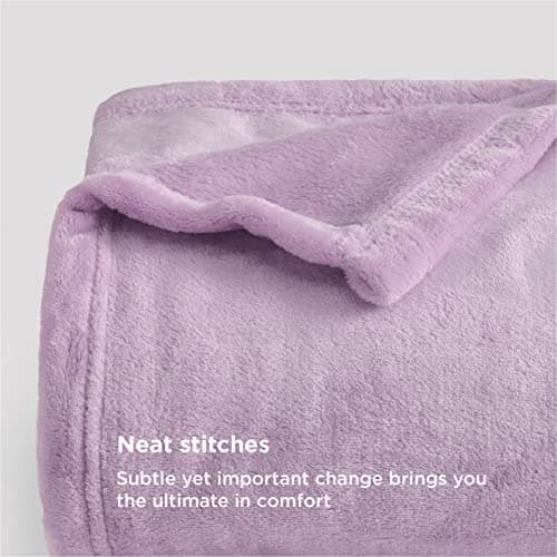 Bedsure Fleece Throw Blanket for Sofa - Flannel, Light Purple, 130x150 cm — view 3