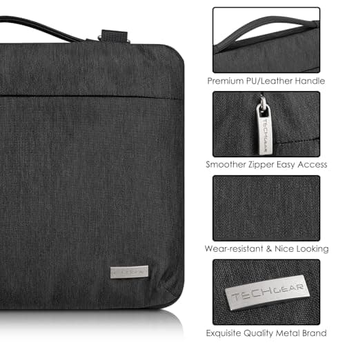 TECHGEAR 13 Inch Laptop Sleeve Case with Handle, Shoulder Strap & Pockets for MacBook Air/Pro 13, ASUS ZenBook, Samsung Galaxy Book, HP, Lenovo, Dell XPS 13, Acer Chromebook, Water-Resistant — view 3