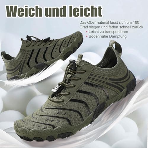 Barefoot Shoes Quick Dry Aqua Shoes Water Shoes Men Women Summer Beach Shoes Toe Protection Non Slip Swimming Shoes Lightweight Stylish River Shoes, Green, 6UK — view 6
