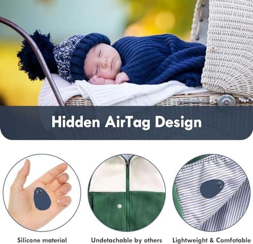Airtag Holder for Kids Baby Toddler Hidden 2 Pack GPS Tracker Case, Anti-Removal Airtag Silicone Case with Safety Pins (Blue+Blue) — view 2