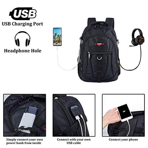 POWER KING Hiking Backpack 30L, Lightweight Casual Backpack for Men Women, Outdoor Travel Daypack for Camping Mountaineering Walking Cycling Climbing Sport, BlackI — view 3