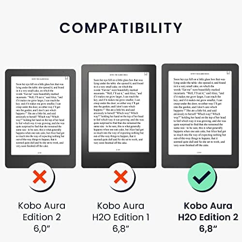 kwmobile Cover Compatible with Kobo Aura H2O Edition 2 - Case for E-Reader - Denim Look Fabric Flip Case - Beige — view 6